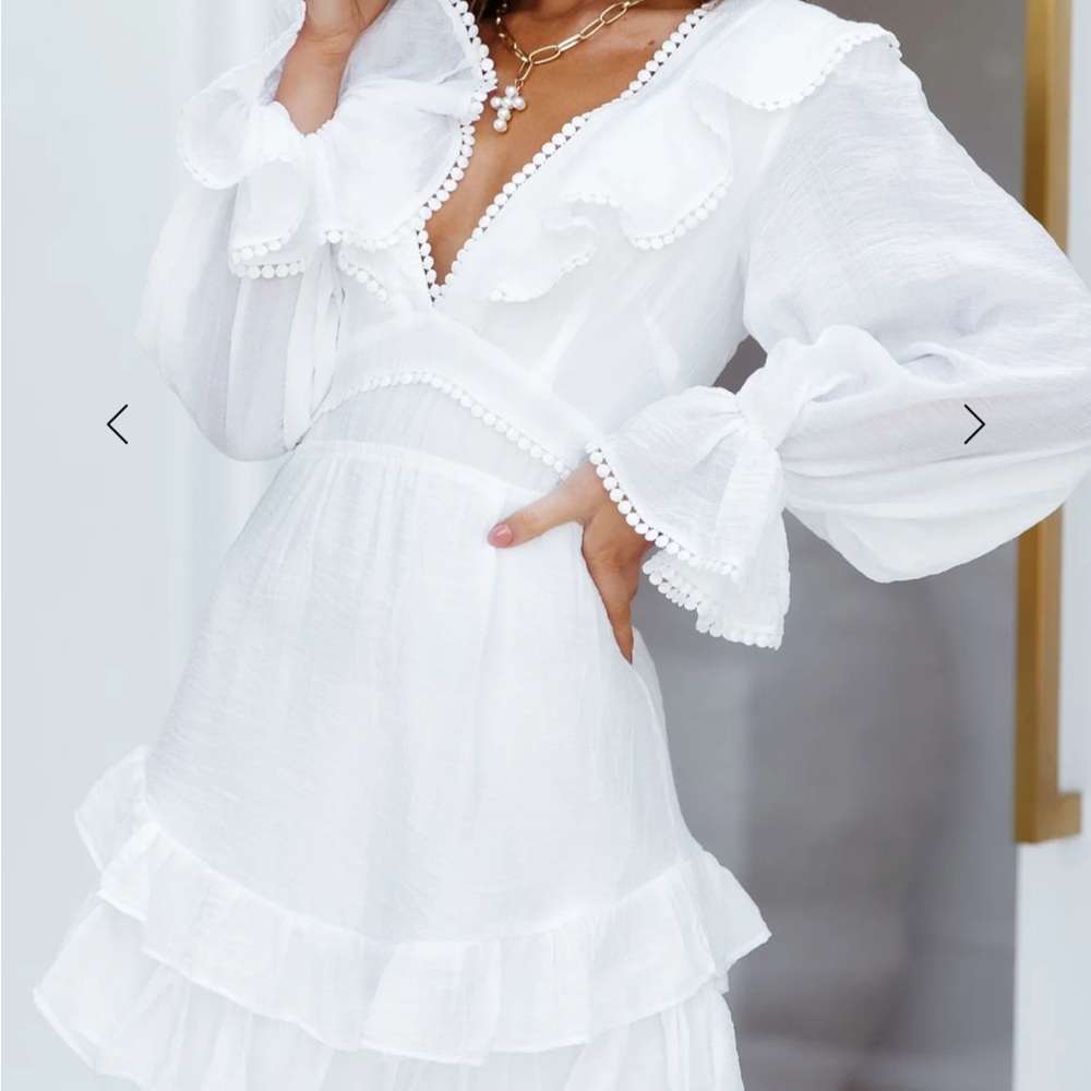 Hello Molly White Long Sleeve Dress